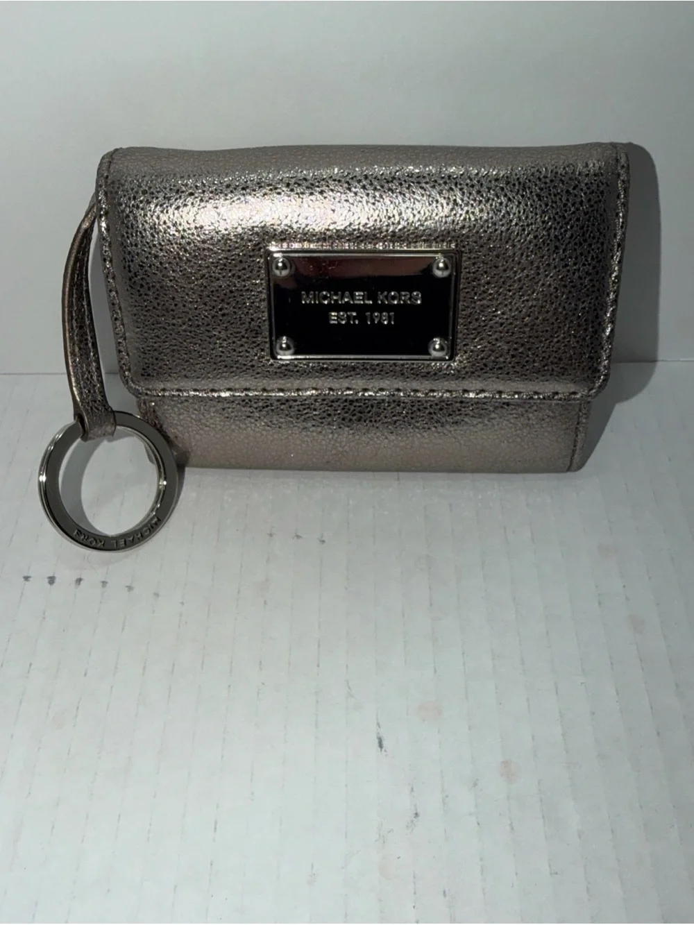 Michael Kors Metallic Pewter Keyring Phone Wallet